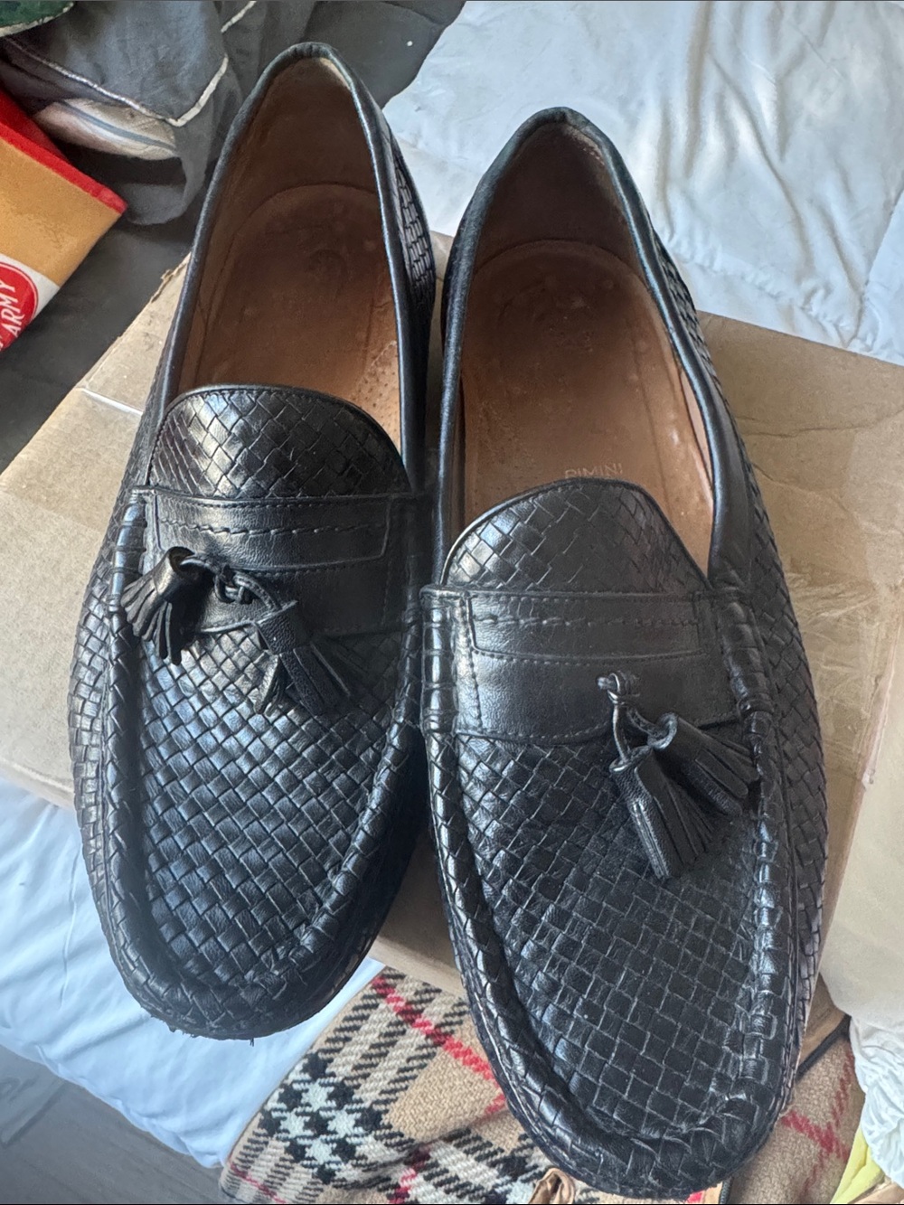 Allen Edmonds Black Woven Leather Tassel Loafers men’s size 11